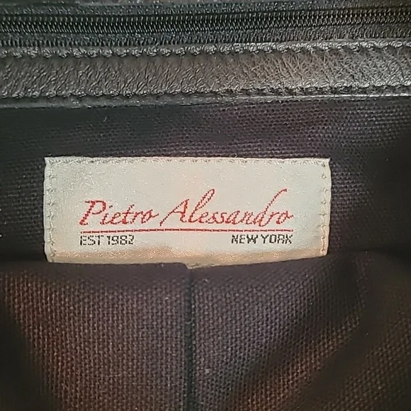 Pietro Alessandro Black Leather Satchel w/ Crossbody Strap Original Brooklyn Bag - Picture 3 of 15